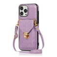 thumbnail image 1 of Crossbody Strap Wallet Case for iPhone 14 Pro, Elegant Premium PU Leather Case with Card Holder, Women Shoulder Strap Handbag Purse Drop Protection Cover Case for iPhone 14 Pro - Purple, 1 of 6