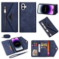 thumbnail image 1 of Crossbody Strap Wallet Case For iPhone 16 Plus , Magnetic Book Envelope Design PU Leather Shoulder Strap Hand Wrist Stand Flip Cards Slots Cover with wrist Strap for iPhone 16 Plus,Blue, 1 of 14