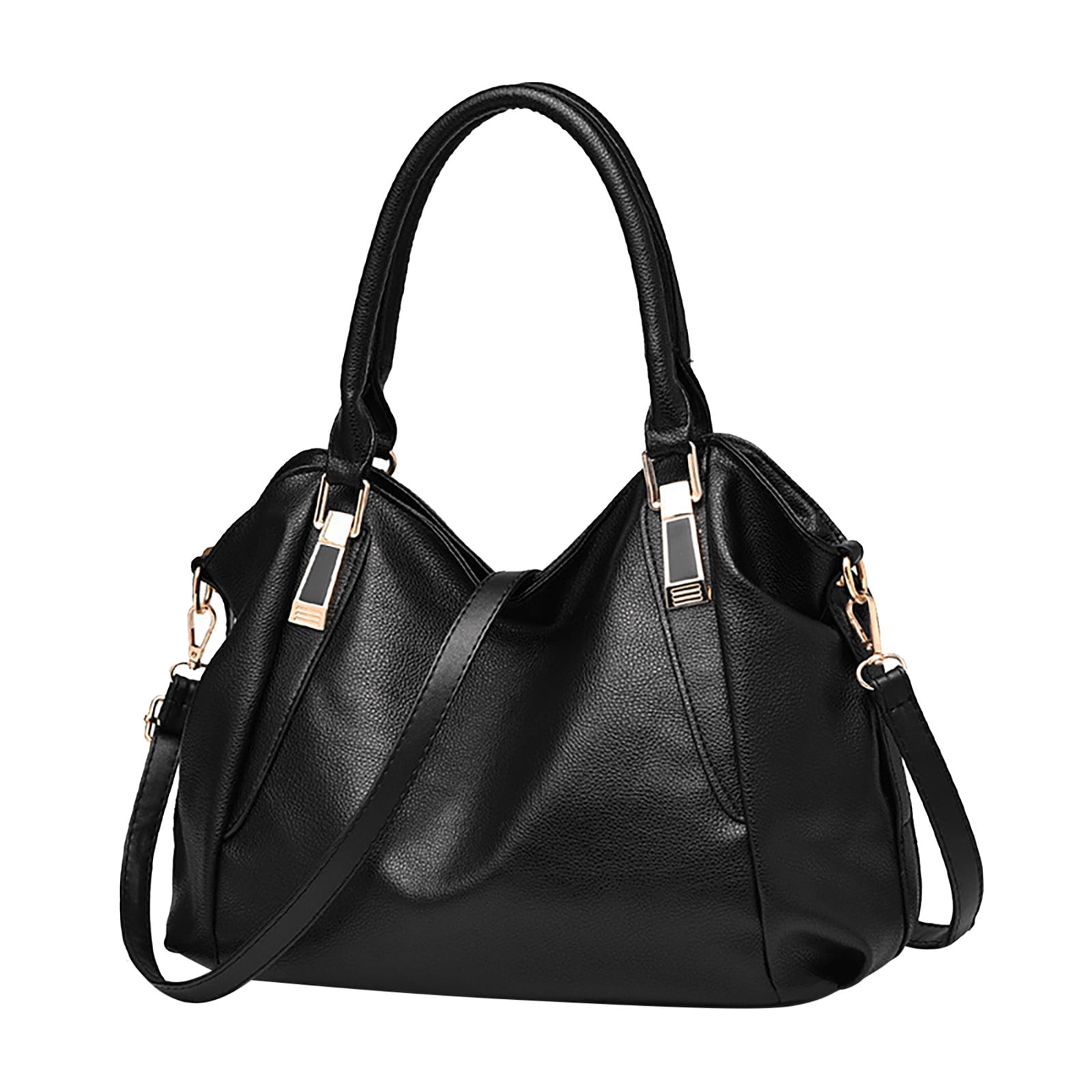 Crossbody Tote Bag for Women PU Leather Satchel Shoulder Bags Fashion Roomy Large Purse and Handbags with Adjustable Shoulder Strap Black
