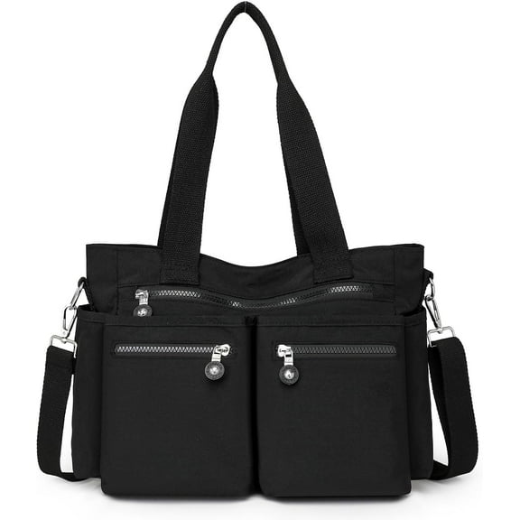 Crossbody Tote Bag with Zipper Shoulder Messenger Aesthetic School Bag Work Large Multi Pocket Tote Bag for Women Handbag