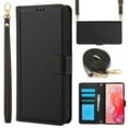thumbnail image 1 of Crossbody Wallet Case Compatible for Motorola G Stylus 5G (2024) Card Holder PU Leather Magnetic Snap Lanyard Wrist Strap Shockproof Full Body Protection Purse Phone Case, Black, 1 of 8