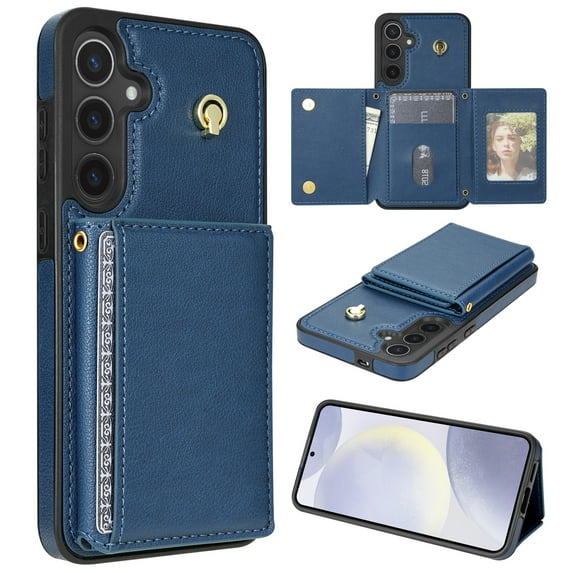 Crossbody Wallet Case Compatible for Samsung Galaxy A54 5G, Folio Card Holder PU Leather Magnetic Clasp Shoulder Strap Purse Phone Case for Samsung Galaxy A54 5G Protective Cover, Blue