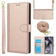 thumbnail image 1 of Crossbody Wallet Case Compatible for Samsung Galaxy S24 FE Card Holder PU Leather Magnetic Snap Lanyard Wrist Strap Shockproof Full Protection Purse Phone Case for Samsung Galaxy S24 FE, Rosegold, 1 of 8