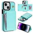 thumbnail image 1 of Crossbody Wallet Case Compatible for iPhone 13, Folio Card Holder PU Leather Magnetic Clasp Shoulder Strap Purse Phone Case for iPhone 13 Protective Cover, Mint, 1 of 7