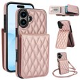 thumbnail image 1 of Crossbody Wallet Case Compatible for iPhone 16, RFID Blocking Protective Purse Case Cover with Card Slots Holder Kickstand Shoulder Strap Lanyard Magnetic Closure for iPhone 16, Rosegold, 1 of 8
