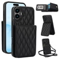 thumbnail image 1 of Crossbody Wallet Case Compatible for iPhone 16, RFID Blocking Protective Purse Case Cover with Card Slots Holder Kickstand Shoulder Strap Lanyard Magnetic Closure for iPhone 16, Black, 1 of 7