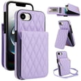 thumbnail image 1 of Crossbody Wallet Case Compatible for iPhone 16e, RFID Blocking Protective Purse Case Cover with Card Slots Holder Kickstand Shoulder Strap Lanyard Magnetic Closure 6.1 Inch, Purple, 1 of 8