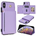 thumbnail image 1 of Crossbody Wallet Case Compatible for iPhone XR, Folio Card Holder PU Leather Magnetic Clasp Shoulder Strap Purse Phone Case for iPhone XR Protective Cover, Purple, 1 of 7