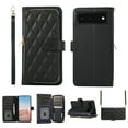 thumbnail image 1 of Crossbody Wallet Case for Google Pixel 6 Pro Chain Lanyard & Wrist Hand Strap Case with Card Slots Zipper Pocket Kickstand, Premium PU Leather Magnetic Clasp Shockproof Flip Cover, Black, 1 of 9