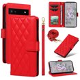 thumbnail image 1 of Crossbody Wallet Case for Google Pixel 6A, Credit Card Slots Elegant PU Leather Magnetic Closure Shoulder Strap Purse Phone Case Flip Stand Full Body Protection Cover for Women Girls, Red, 1 of 9