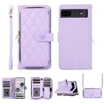 thumbnail image 1 of Crossbody Wallet Case for Google Pixel 6a Chain Lanyard & Wrist Hand Strap Case with Card Slots Zipper Pocket Kickstand, Premium PU Leather Magnetic Clasp Shockproof Flip Cover, Purple, 1 of 9