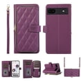 thumbnail image 1 of Crossbody Wallet Case for Google Pixel 6a Chain Lanyard & Wrist Hand Strap Case with Card Slots Zipper Pocket Kickstand, Premium PU Leather Magnetic Clasp Shockproof Flip Cover, Darkpurple, 1 of 9