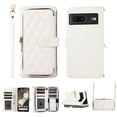 thumbnail image 1 of Crossbody Wallet Case for Google Pixel 7 Chain Lanyard & Wrist Hand Strap Case with Card Slots Zipper Pocket Kickstand, Premium PU Leather Magnetic Clasp Shockproof Flip Cover, White, 1 of 9