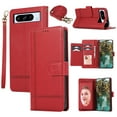 thumbnail image 1 of Crossbody Wallet Case for Google Pixel 7, PU Leather Case Wallet with Lanyard Strap, Card Holder and Make-up Mirror, Full Protection Flip Stand Cover for Google Pixel 7, Red, 1 of 9
