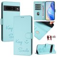 thumbnail image 1 of Crossbody Wallet Case for Google Pixel 7 Pro, Smile Pattern PU Leather Phone Case with Kickstand RFID Blocking Card Slots, Magnetic Closure Folio Cover with Wrist Strap Lanyard, Mint, 1 of 14