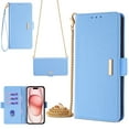 thumbnail image 1 of Crossbody Wallet Case for Google Pixel 8A with RFID Blocking Card Slot Holder,Magnetic Flip Purse Case, PU Leather Zipper Handbag with Detachable Shoulder Chain & Short Wrist Strap,Blue, 1 of 9