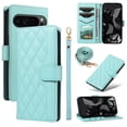 thumbnail image 1 of Crossbody Wallet Case for Google Pixel 9 / 9 Pro, Credit Card Slots Elegant PU Leather Magnetic Closure Shoulder Strap Purse Phone Case Flip Stand Full Body Protection Cover for Women Girls, Green, 1 of 13
