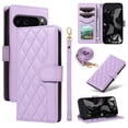 thumbnail image 1 of Crossbody Wallet Case for Google Pixel 9 / 9 Pro, Credit Card Slots Elegant PU Leather Magnetic Closure Shoulder Strap Purse Phone Case Flip Stand Full Body Protection Cover for Women Girls, Purple, 1 of 13
