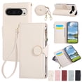 thumbnail image 1 of Crossbody Wallet Case for Google Pixel 9 Pro XL with Wrist Strap & Shoulder Strap, Zipper Purse with Magnetic Clasp Stand Card Holder, PU Leather Shockproof Cover for Google Pixel 9 Pro XL, Beige, 1 of 9