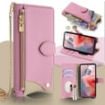 thumbnail image 1 of Crossbody Wallet Case for Motorola Moto G Play 2023 with Make-up Mirror, Detachable Chain Strap, Zipper Purse Card Slots Adjustable Kickstand, PU Leather Full Body Cover for Women Girls, Pink, 1 of 8