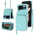 thumbnail image 1 of Crossbody Wallet Case for Motorola Moto Razr 40 Ultra RFID Blocking Card Slot, Zipper Purse Case PU Leather Handbag with Detachable Lanyard and Kickstand for Motorola Moto Razr 40 Ultra,Mint, 1 of 11
