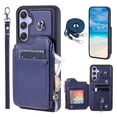 thumbnail image 1 of Crossbody Wallet Case for Samsung Galaxy A14 5G with Card Slot Holder, Magnetic Flip Folio Purse Case, PU Leather Zipper Handbag with Detachable Lanyard Strap & Shoulder Strap, Blue, 1 of 9