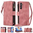 thumbnail image 1 of Crossbody Wallet Case for Samsung Galaxy A16 5G, Premium PU Leather Phone Case with RFID Blocking Card Holder Zipper, Wrist Strap& Lanyard, Flip Stand Purse Cover for Samsung Galaxy A16 5G, Rosegold, 1 of 6