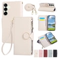 thumbnail image 1 of Crossbody Wallet Case for Samsung Galaxy A16 5G with Wrist Strap & Shoulder Strap, Zipper Purse with Magnetic Clasp Stand Card Holder, PU Leather Shockproof Cover for Samsung Galaxy A16 5G, Beige, 1 of 9