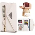 thumbnail image 1 of Crossbody Wallet Case for Samsung Galaxy A42 5G for Women, Zipper Purse Handbag Neck Strap Lanyard Cover with 9 Card Holder Case for Samsung Galaxy A42 5G XK White, 1 of 18