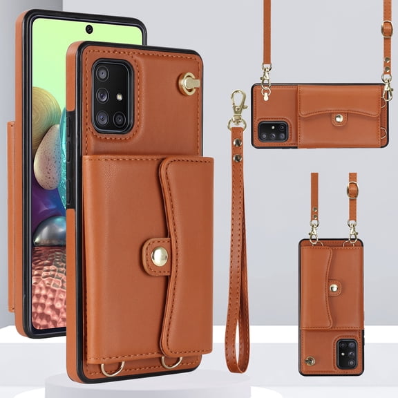 Crossbody Wallet Case for Samsung Galaxy Note 10, PU Leather Case with RFID Blocking Credit Card Slots Holder Kickstand Shoulder Strap Handbag Purse Cover For Samsung Galaxy Note 10,Brown