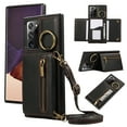 thumbnail image 1 of Crossbody Wallet Case for Samsung Galaxy Note 20 Ultra with Lanyard Strap Card Slot Holder RFID Blocking 360° Ring Kickstand,Magnetic Flip Folio Zipper Purse Case, PU Leather Cover Handbag,Black, 1 of 10