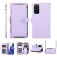 thumbnail image 1 of Crossbody Wallet Case for Samsung Galaxy S20 Plus Chain Lanyard & Wrist Hand Strap Case with Card Slots Zipper Pocket Kickstand, Premium PU Leather Magnetic Clasp Shockproof Flip Cover, Purple, 1 of 9