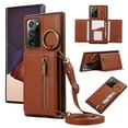 thumbnail image 1 of Crossbody Wallet Case for Samsung Galaxy S20 Ultra with Lanyard Strap Card Slot Holder RFID Blocking 360° Ring Kickstand,Magnetic Flip Folio Zipper Purse Case, PU Leather Cover Handbag,Coffee, 1 of 10