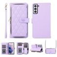 thumbnail image 1 of Crossbody Wallet Case for Samsung Galaxy S21 Plus Chain Lanyard & Wrist Hand Strap Case with Card Slots Zipper Pocket Kickstand, Premium PU Leather Magnetic Clasp Shockproof Flip Cover, Purple, 1 of 9