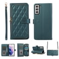 thumbnail image 1 of Crossbody Wallet Case for Samsung Galaxy S21 Plus Chain Lanyard & Wrist Hand Strap Case with Card Slots Zipper Pocket Kickstand, Premium PU Leather Magnetic Clasp Shockproof Flip Cover, Darkgreen, 1 of 9