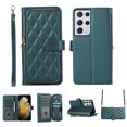 thumbnail image 1 of Crossbody Wallet Case for Samsung Galaxy S21 Ultra Chain Lanyard & Wrist Hand Strap Case with Card Slots Zipper Pocket Kickstand, Premium PU Leather Magnetic Clasp Shockproof Flip Cover, Darkgreen, 1 of 9