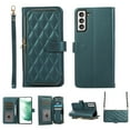 thumbnail image 1 of Crossbody Wallet Case for Samsung Galaxy S22 Chain Strap & Wrist Hand Strap Case with Card Slots Zipper Pocket Kickstand, Premium PU Leather Magnetic Clasp Shockproof Flip Cover, Darkgreen, 1 of 9