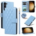 thumbnail image 1 of Crossbody Wallet Case for Samsung Galaxy S22, Credit Card Slots Elegant PU Leather Magnetic Closure Shoulder Strap Purse Phone Case Flip Kickstand Full Body Protection Cover for Women Girls, Blue, 1 of 13
