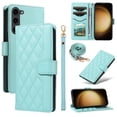 thumbnail image 1 of Crossbody Wallet Case for Samsung Galaxy S22, Credit Card Slots Elegant PU Leather Magnetic Closure Shoulder Strap Purse Phone Case Flip Kickstand Full Body Protection Cover for Women Girls, Green, 1 of 13