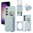 thumbnail image 1 of Crossbody Wallet Case for Samsung Galaxy S22 with Make-up Mirror, PU Leather Lanyard Purse Magnetic Clasp Card Holder, Flip Kickstand Shockproof Phone Cover for Samsung Galaxy S22, Blue, 1 of 7