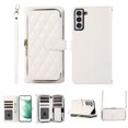thumbnail image 1 of Crossbody Wallet Case for Samsung Galaxy S22 Plus Chain Strap & Wrist Hand Strap Case with Card Slots Zipper Pocket Kickstand, Premium PU Leather Magnetic Clasp Shockproof Flip Cover, White, 1 of 9