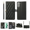 thumbnail image 1 of Crossbody Wallet Case for Samsung Galaxy S22 Plus Chain Strap & Wrist Hand Strap Case with Card Slots Zipper Pocket Kickstand, Premium PU Leather Magnetic Clasp Shockproof Flip Cover, Black, 1 of 9