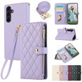 thumbnail image 1 of Crossbody Wallet Case for Samsung Galaxy S22 Plus with Zipper Card Holder & Shoulder Strap & Wrist Strap, RFID Blocking PU Leather Magnetic Flip Kickstand Handbag Purse Case for Women Girls,Purple, 1 of 8