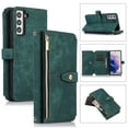 thumbnail image 1 of Crossbody Wallet Case for Samsung Galaxy S22 with RFID Blocking Card Slot Holder, Magnetic Flip Folio Purse Case, PU Leather Zipper Handbag with Detachable Lanyard Strap Phone Case,Darkgreen, 1 of 9