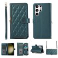 thumbnail image 1 of Crossbody Wallet Case for Samsung Galaxy S22 Ultra Chain Strap & Wrist Hand Strap Case with Card Slots Zipper Pocket Kickstand, Premium PU Leather Magnetic Clasp Shockproof Flip Cover, Darkgreen, 1 of 9