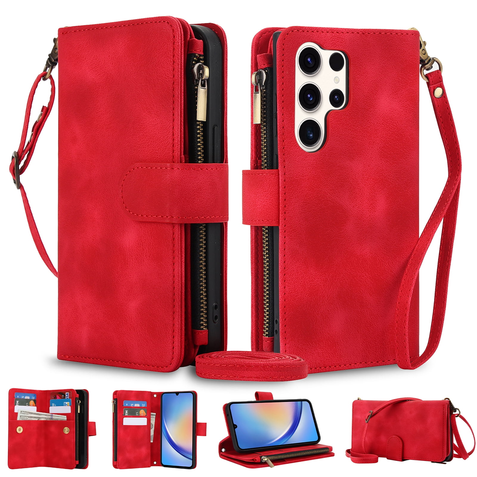 Crossbody Wallet Case for Samsung Galaxy S22 Ultra, Premium PU Leather ...