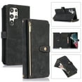 thumbnail image 1 of Crossbody Wallet Case for Samsung Galaxy S22 Ultra, Shoulder Strap Lanyard Luxury PU Leather Zipper Pocket Flip Folio Cover with Card Slots Holder Magnetic Clasp Kickstand Phone Case, Black, 1 of 10