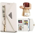 thumbnail image 1 of Crossbody Wallet Case for Samsung Galaxy S23 FE 5G for Women, Zipper Purse Handbag Neck Strap Lanyard Cover with 9 Card Holder Case for Samsung Galaxy S23 FE 5G XK White, 1 of 18