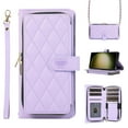 thumbnail image 1 of Crossbody Wallet Case for Samsung Galaxy S23 FE with Card Slots Zipper Pocket, Premium PU Leather Chain Lanyard & Wrist Hand Strap Case, Magnetic Clasp Shockproof Flip Kickstand Cover, Purple, 1 of 9
