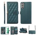 thumbnail image 1 of Crossbody Wallet Case for Samsung Galaxy S23 Plus Chain Lanyard & Wrist Hand Strap Case with Card Slots Zipper Pocket Kickstand, Premium PU Leather Magnetic Clasp Shockproof Flip Cover, Darkgreen, 1 of 9